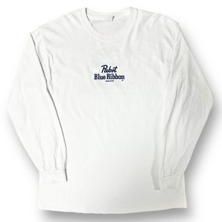 テンダーロイン(TENDERLOIN)の希少品！ Pabst Blue Ribbon 長袖Tシャツ ロンT ビア 白 L(Tシャツ/カットソー(七分/長袖))