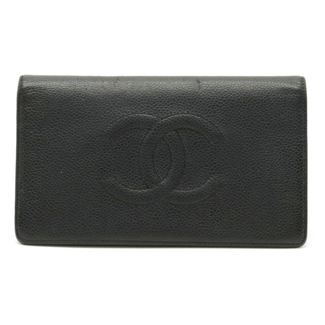【最安値】 CHANEL - シャネル キャビアスキン ココマーク 2つ折長財布 （12190546） 財布