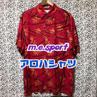 古着/送料込/m.e.sport /レーヨン総柄アロハシャツ/Ｌ/赤/346(シャツ)