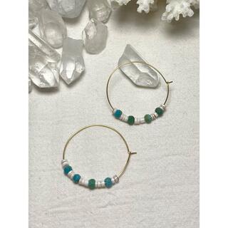 Pierces/Earrings フープピアス　シェル　ターコイズ(ピアス)