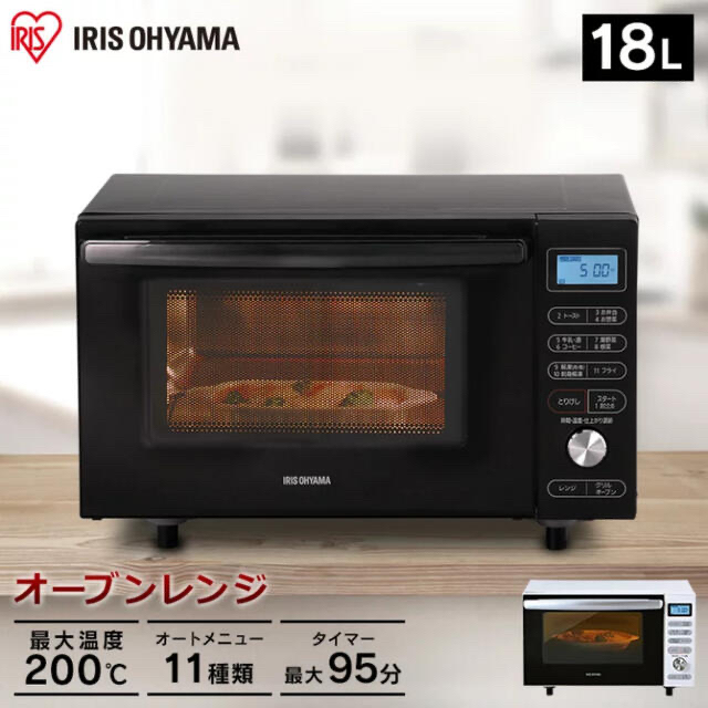 新品未使用IRIS オーブンレンジ MO-F1805-Bフラット電子レンジ www