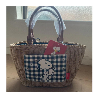 スヌーピー(SNOOPY)の新品★しまむらコラボ　スヌーピーカゴバック　ハンドバック(かごバッグ/ストローバッグ)