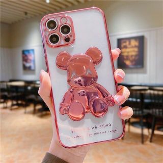 アイフォーン(iPhone)のカウズ熊　iPhone11ケース　ピンク　可愛い　おしゃれ　ペアルック(iPhoneケース)