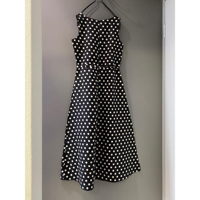 ビンテージ 80s イタリア 水玉 白黒 綺麗目 ドレス ワンピース 美品