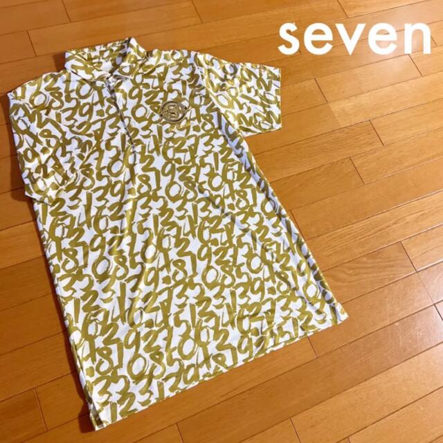 【極美品】海外製 seven 総柄 半袖ポロシャツ メンズ  ゴルフ M