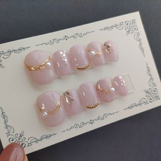 ネイルチップ 現品 ミルキーラベンダー×ニュアンスミラー×パール