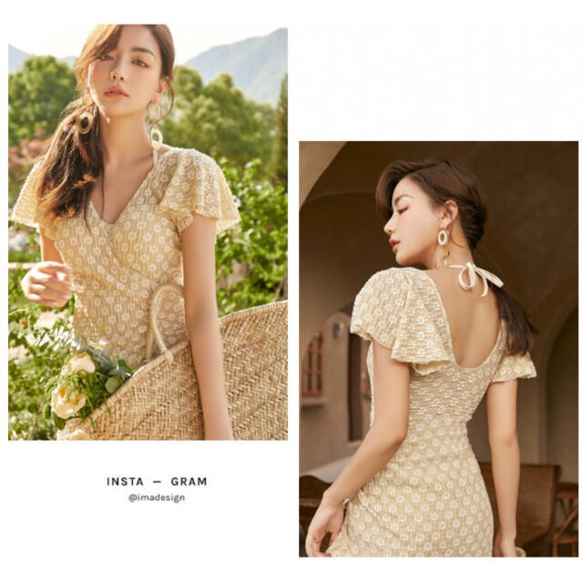 M フラワー 花柄 ワンピース クリーム イエロー ベージュ 洋服デザイン 上品の通販 By すずめ S Shop ラクマ