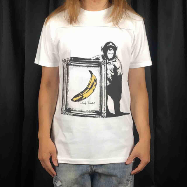 新品 ビッグプリント チンパンジー バナナ ポップアート グラフィティ Tシャツ