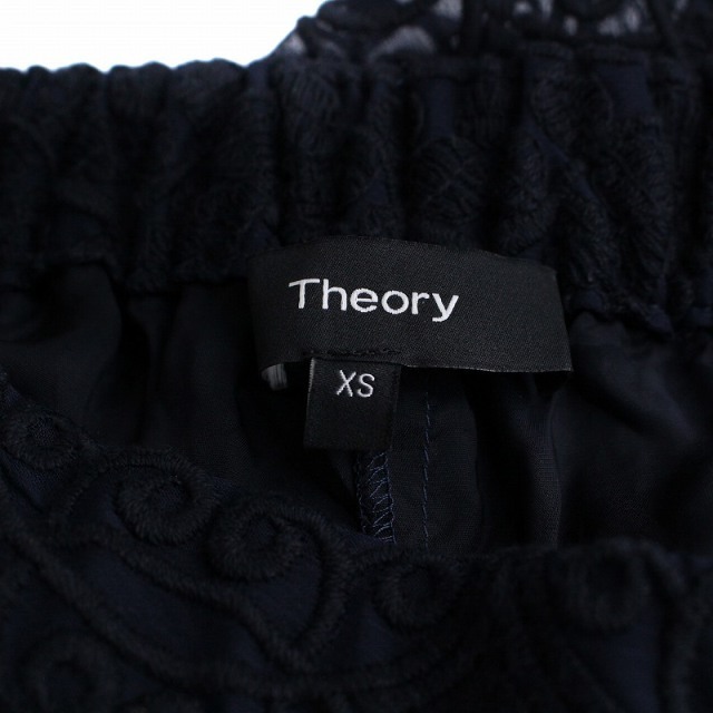 theory(セオリー)のセオリー 18SS ワイドパンツ 総柄 刺繍 XS 紺 ネイビー 黒 ブラック レディースのパンツ(その他)の商品写真