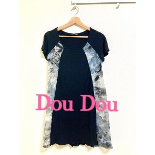 ドゥドゥ(DouDou)の【Dou Dou】 Tシャツ ワンピース 透け感 ブラック(ひざ丈ワンピース)