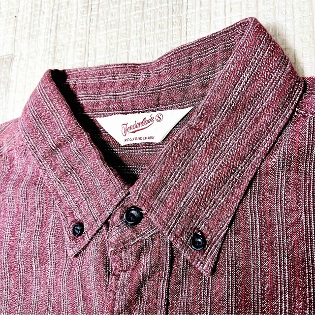 限定出品 TENDERLOIN 長袖シャツ ストライプ 赤 S シャンブレー