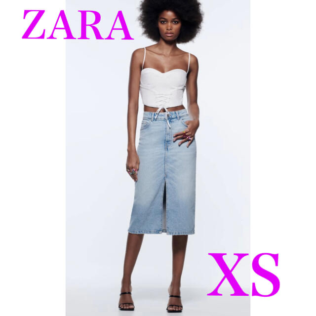 ZARA 新品未使用 ミディ丈 デニムスカート | フリマアプリ ラクマ
