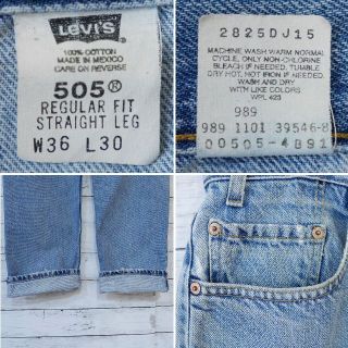 01年メキシコ製 リーバイス Levi's 505 W36 デニムパンツ 色薄め