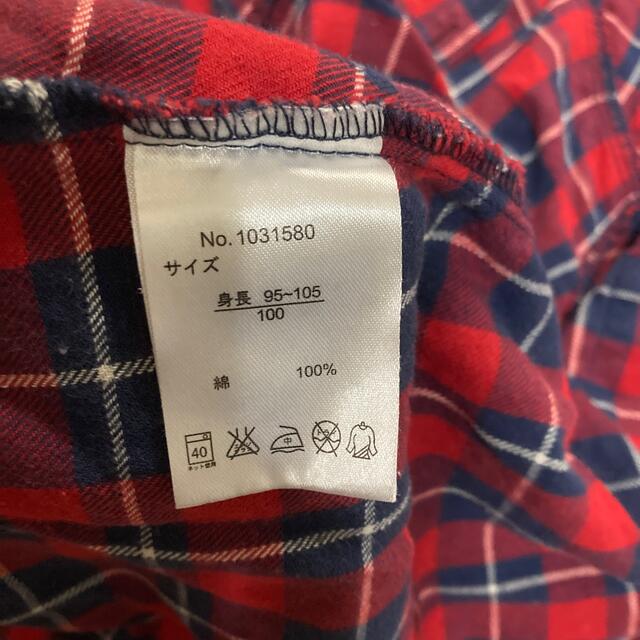 【値下げ】女の子 チェックシャツ シャツワンピ 100cm キッズ/ベビー/マタニティのキッズ服女の子用(90cm~)(Tシャツ/カットソー)の商品写真