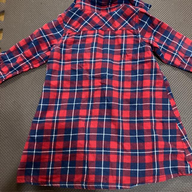 【値下げ】女の子 チェックシャツ シャツワンピ 100cm キッズ/ベビー/マタニティのキッズ服女の子用(90cm~)(Tシャツ/カットソー)の商品写真