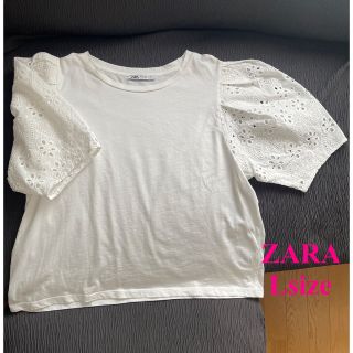 ザラ(ZARA)のZARA 刺繍トップスＬ(シャツ/ブラウス(半袖/袖なし))