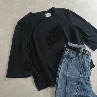 サンタモニカ(Santa Monica)のused レトロ 黒 トップス Tシャツ 古着 ヴィンテージ　vintage (Tシャツ(半袖/袖なし))