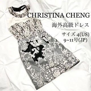 【美品】CHRISTINA CHENG ブラック総レースワンピース(ひざ丈ワンピース)