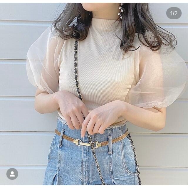 GRL - 【GRL】袖チュール切替えハイネックトップスの通販 by お譲り品