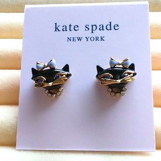 ケイトスペードニューヨーク(kate spade new york)のケイトスペード　ブルーボウブラックキャット　スタッドピアス(ピアス)