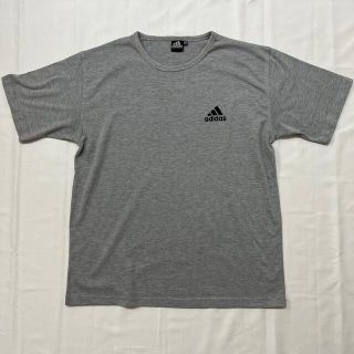 アディダス(adidas)のadidas アディダス　ワンポイント刺繍　ヴィンテージ　半袖　スポーツ　グレー(Tシャツ/カットソー(半袖/袖なし))