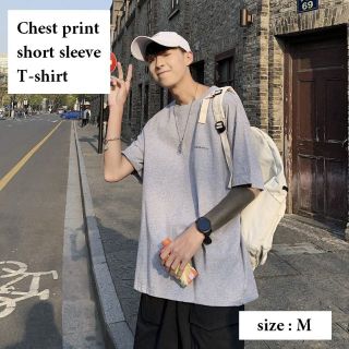 Tシャツ 半袖 メンズ グレー 灰 M ストリート カジュアル 【PN5229】(Tシャツ/カットソー(半袖/袖なし))