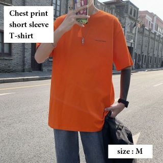 Tシャツ 半袖 メンズ オレンジ 橙 M ストリート カジュアル【PN5229】(Tシャツ/カットソー(半袖/袖なし))