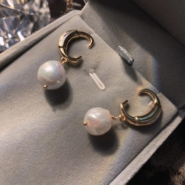 バロックパールピアス♡18k☆淡水パール♡天然真珠☆Cピアス