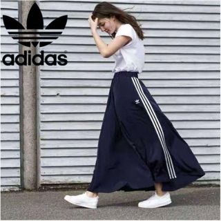 アディダス(adidas)の【美品！2XLサイズ！光沢！】アディダスオリジナルスマキシロングスカート！(ロングスカート)