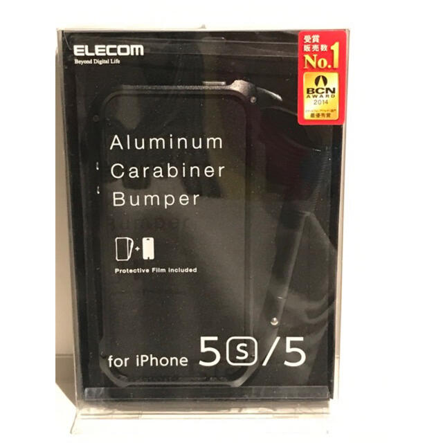 ELECOM(エレコム)のエレコムiPhone5/5s/SEカラビナバンパーケース 液晶保護フィルム付 黒 スマホ/家電/カメラのスマホアクセサリー(iPhoneケース)の商品写真