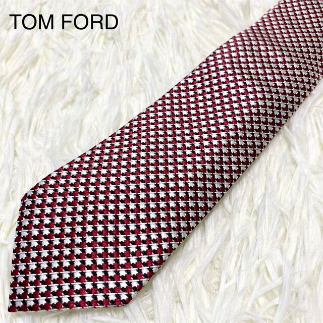 【美品】TOM FORD トムフォード ネクタイ 千鳥格子系 シルク イタリア