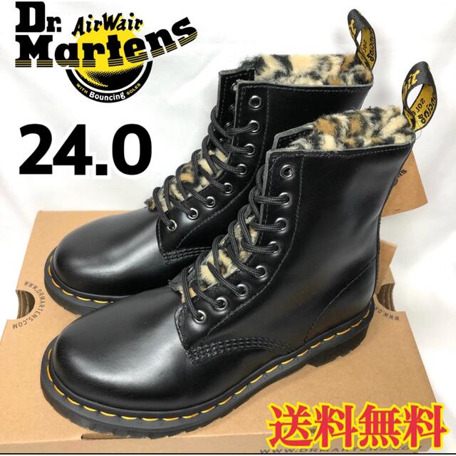 【新品】ドクターマーチン 8ホール ブーツ ブラック レオパード 24.0