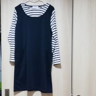 シマムラ(しまむら)の【美品】ドッキング ワンピーストップス マタニティ ボーダー(M)(マタニティトップス)