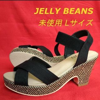 ジェリービーンズ(JELLY BEANS)のJELLY BEANS アップソール サンダル 黒 ゴムベルト フォロー割(サンダル)