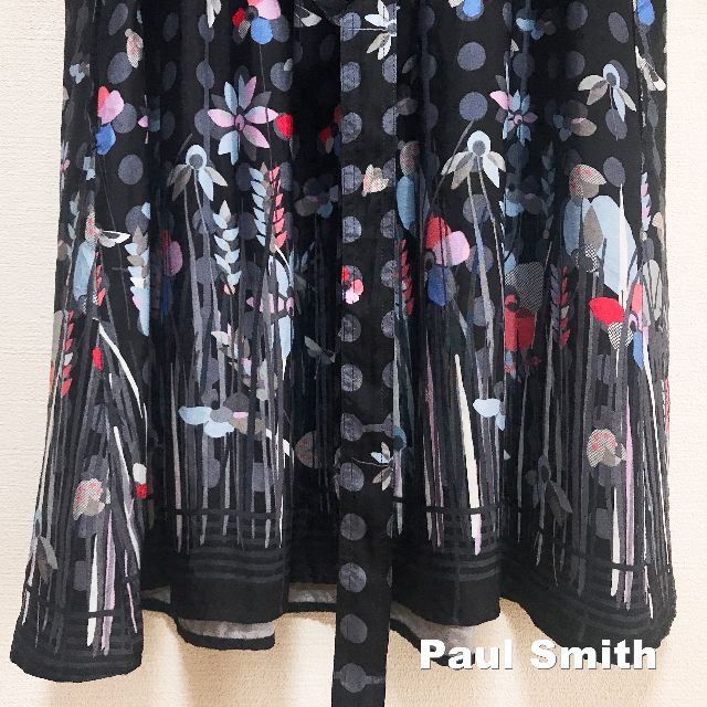 Paul Smith(ポールスミス)の【Paul Smith】ポールスミス ドット ボタニカル総柄 ギャザーワンピース レディースのワンピース(ひざ丈ワンピース)の商品写真