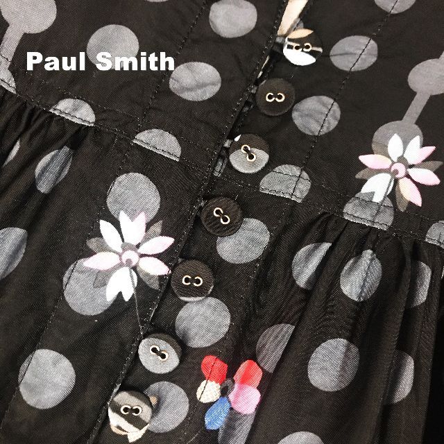 Paul Smith(ポールスミス)の【Paul Smith】ポールスミス ドット ボタニカル総柄 ギャザーワンピース レディースのワンピース(ひざ丈ワンピース)の商品写真