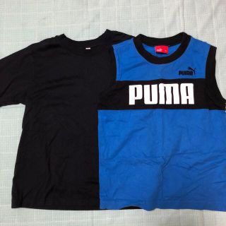 プーマ(PUMA)の130PUMAタンクトップと黒Tシャツのセット　バラ売り不可(Tシャツ/カットソー)