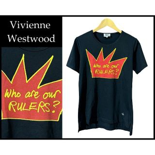 ヴィヴィアンウエストウッド(Vivienne Westwood)のヴィヴィアンウエストウッド オーブ 刺繍 ロゴ プリント Tシャツ 44 黒(Tシャツ/カットソー(半袖/袖なし))