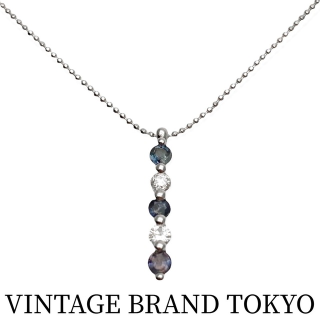 ネックレス 天然石 ジュエリー アクセサリー 18金 Pt900プラチナ  K18ホワイトゴールド   ダイヤモンド0.22ct レディース 約3.6g ギフト【品】