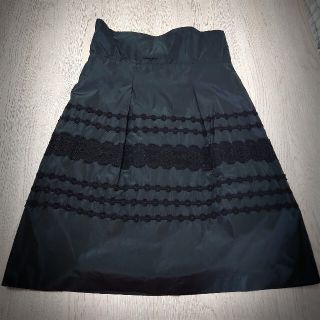 ジルスチュアート(JILLSTUART)のJILLSTUART 黒　スカート　コットンレース　リボン(ひざ丈スカート)