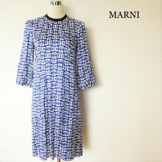 Marni - 美品 マルニ 総柄 サテン クルーネック 七分袖 ロング ...