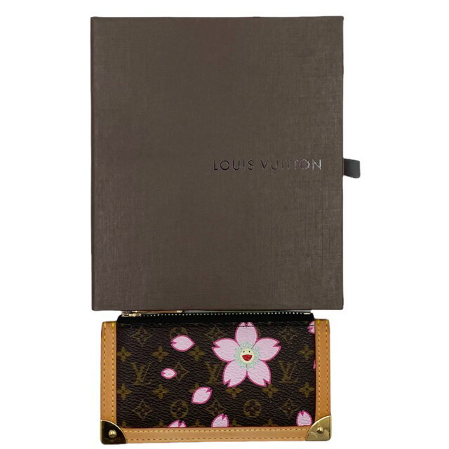 LOUIS VUITTON ルイヴィトン キーケース ポシェットクレ コインケース 小銭入れ モノグラム チェリーブロッサム 村上隆 桜 M92015    ブラウン 茶 ゴールド金具 レディース ギフト 美品【品】 2