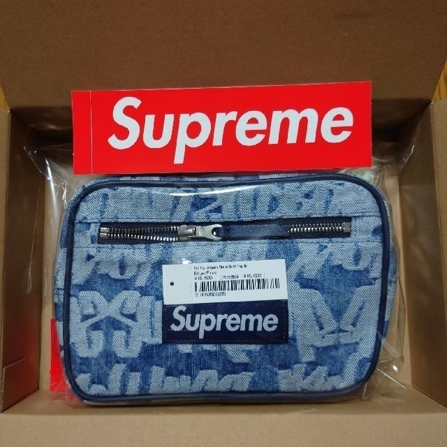 BlueサイズSupreme Fat Tip Jacquard Denim Waist Bag