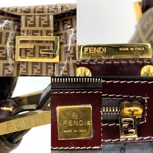 FENDI フェンディ ハンドバッグ マンマバケット ショルダーバッグ 肩掛け ズッキーノ ビニールコーティング レザー ロゴ 2119-26725    ブラウン 茶 ゴールド金具 レディース【品】 4