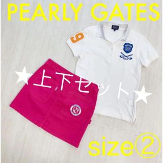 パーリーゲイツ(PEARLY GATES)のパーリーゲイツ レディース 半袖 ポロシャツ スカート 2 ホワイト ピンク(ミニスカート)