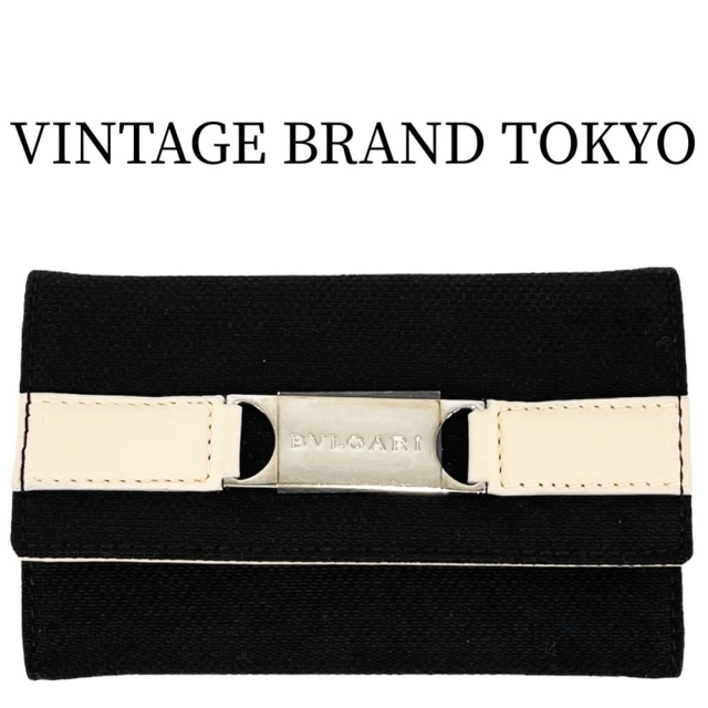 BVLGARI ブルガリ キーケース 6連 キャンバス レザー ブラック 黒 BVLGARI ブルガリ キーケース 6連 キャンバス レザー ブラック 黒