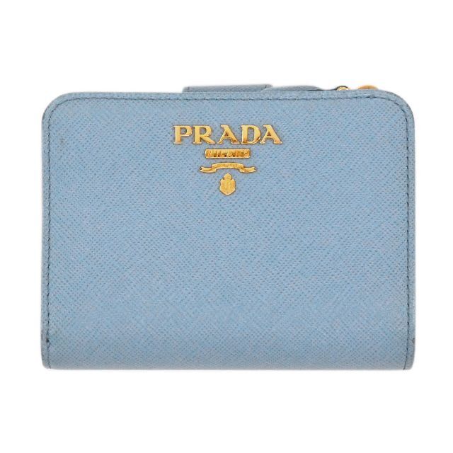 PRADA - 極美品☆プラダ 二折り財布 1ML018 サフィアーノ ライトブルー