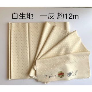 白生地 綸子反物　毛絹　一反約12m  ハンドメイド(着物)