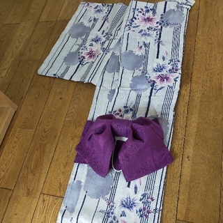 シマムラ(しまむら)のしまむら　浴衣　作り帯　下駄　セット　紫(浴衣)