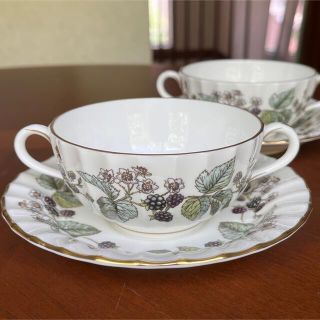 ロイヤルウースター(Royal Worcester)の【レア美品】ロイヤルウースター★ラヴィニア★ダブルハンドルC/S ペア(食器)